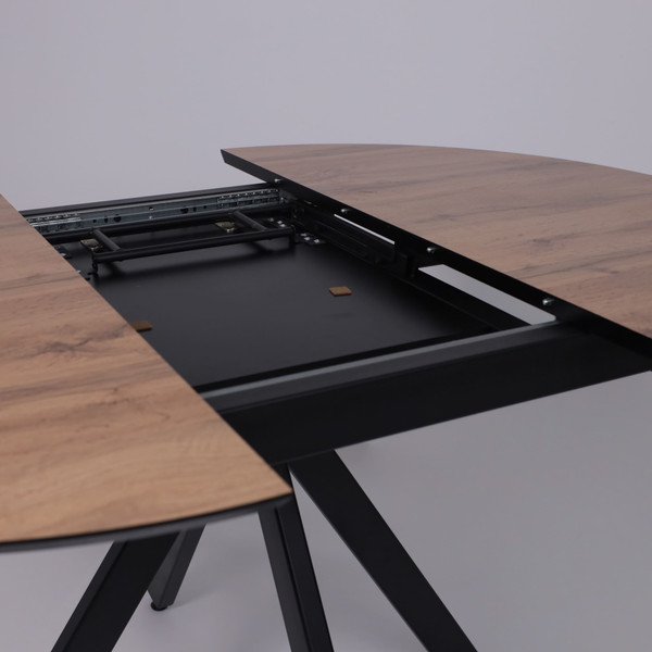 Изображение товара Обеденный стол LEPREMO  AV 1107 HPL+МДФ раздвижной D1000-1350x750 (дуб вотан/черный)