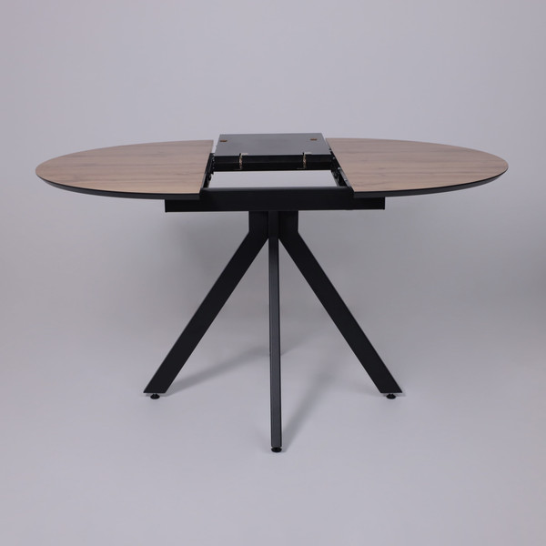 Изображение товара Обеденный стол LEPREMO  AV 1107 HPL+МДФ раздвижной D1000-1350x750 (дуб вотан/черный)