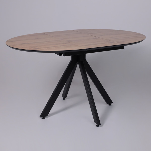 Изображение товара Обеденный стол LEPREMO  AV 1107 HPL+МДФ раздвижной D1000-1350x750 (дуб вотан/черный)