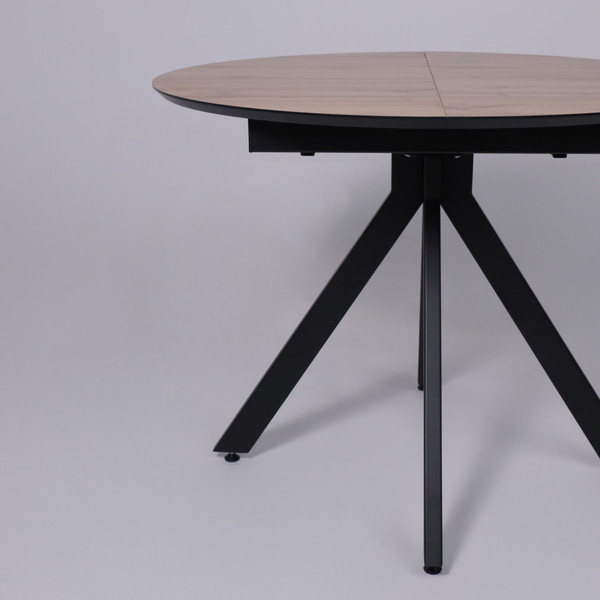 Изображение товара Обеденный стол LEPREMO  AV 1107 HPL+МДФ раздвижной D1000-1350x750 (дуб вотан/черный)