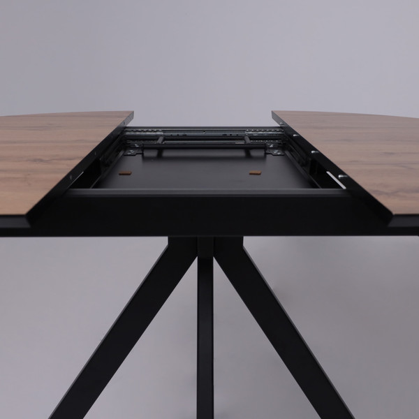 Изображение товара Обеденный стол LEPREMO  AV 1107 HPL+МДФ раздвижной D1000-1350x750 (дуб вотан/черный)