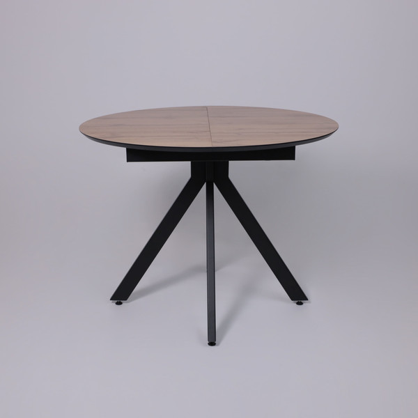 Изображение товара Обеденный стол LEPREMO  AV 1107 HPL+МДФ раздвижной D1000-1350x750 (дуб вотан/черный)