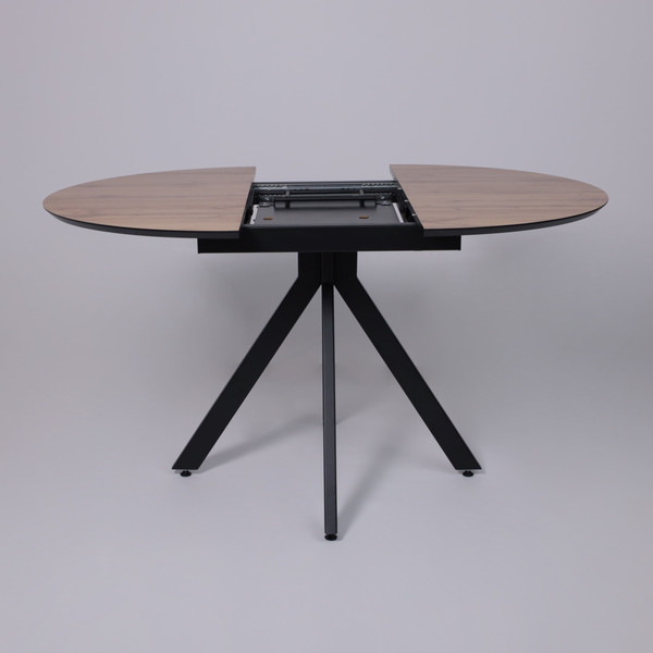 Изображение товара Обеденный стол LEPREMO  AV 1107 HPL+МДФ раздвижной D1000-1350x750 (дуб вотан/черный)