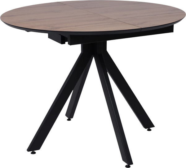 Изображение товара Обеденный стол LEPREMO  AV 1107 HPL+МДФ раздвижной D1000-1350x750 (дуб вотан/черный)