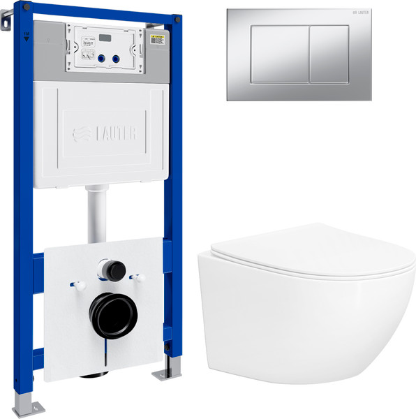 Изображение товара Инсталляция с подвесным унитазом Lauter Sulzdorf 21901001 + кнопка 219703J (белый с микролифтом)