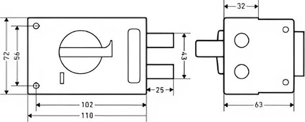 Изображение товара Замок накладной Омега ЗН1-М1 КМЗ (медь)