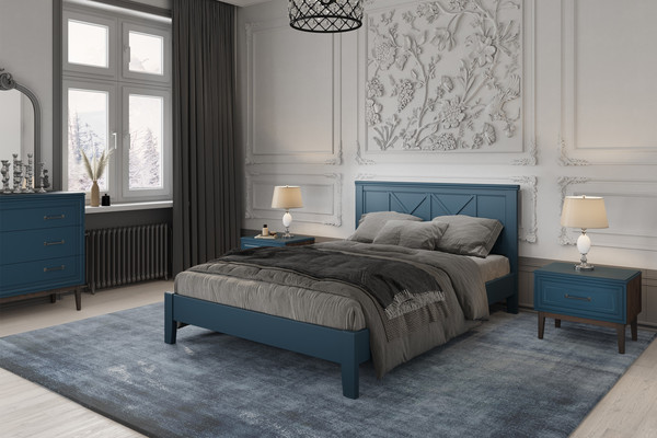 Изображение товара Двуспальная кровать Bravo Мебель Грация-2 160х200 (сапфировый)
