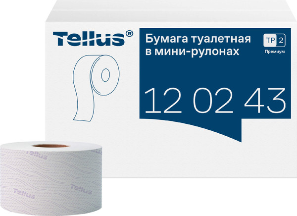 Изображение товара Туалетная бумага Tellus Premium в мини рулонах мягкая Т2 / 120243
