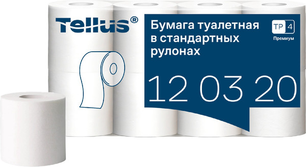 Изображение товара Туалетная бумага Tellus В стандартных рулонах мягкая 2 слоя 120320/Т4 (23м, 8рул)