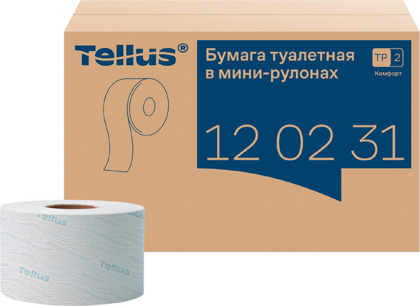 Изображение товара Туалетная бумага Tellus В мини-рулонах 2 слоя 120231/Т2 (170м)