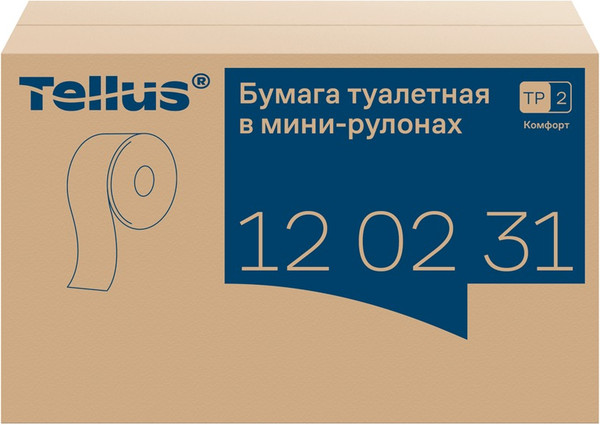 Изображение товара Туалетная бумага Tellus В мини-рулонах 2 слоя 120231/Т2 (170м)