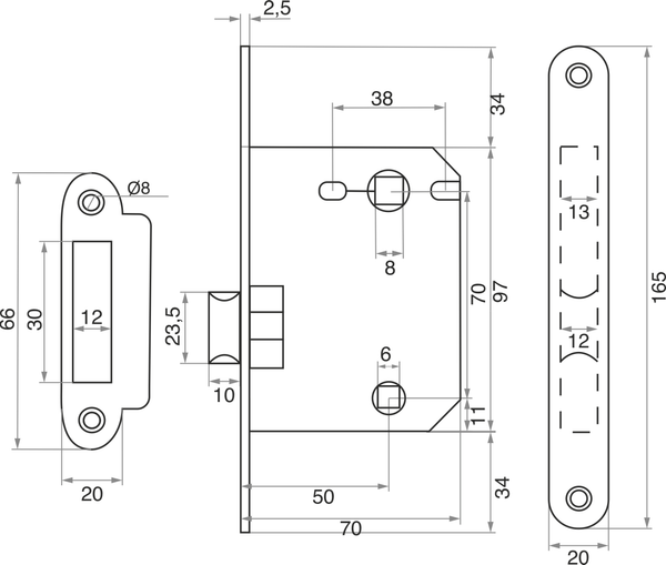 Изображение товара Защелка врезная с фиксацией Trodos 2070-70WС oval SN (никель)