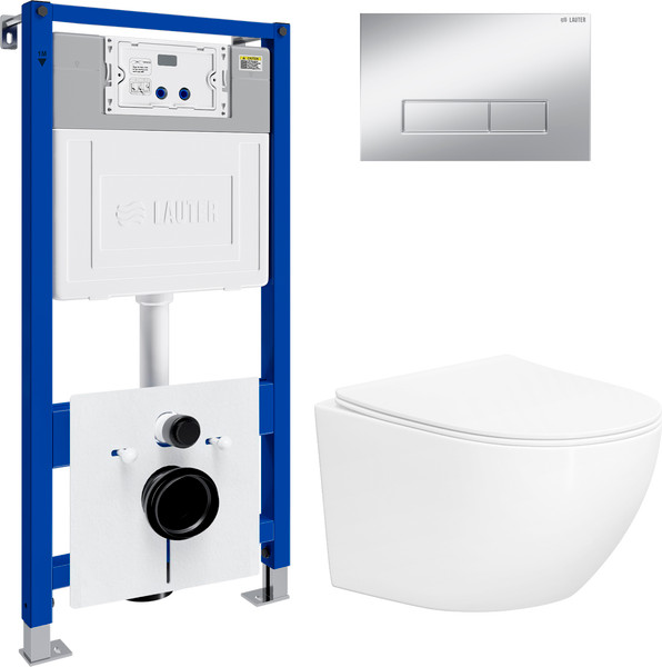 Изображение товара Инсталляция с подвесным унитазом Lauter Sulzdorf 21901001 + кнопка 219703HD (белый с микролифтом)