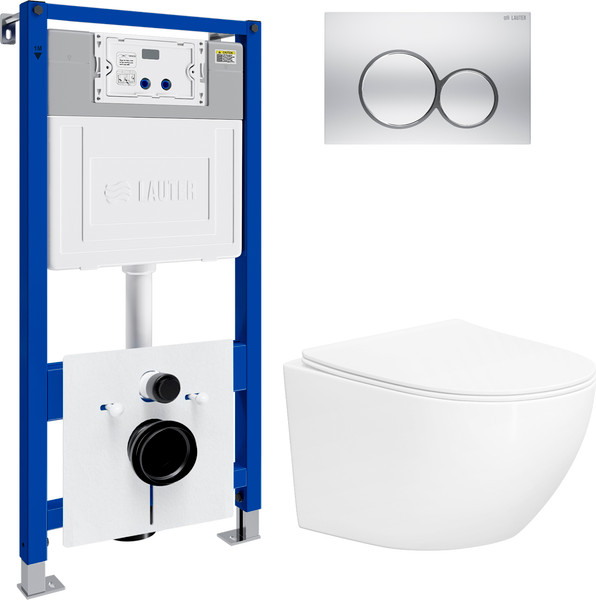 Изображение товара Инсталляция с подвесным унитазом Lauter Sulzdorf 21901001 + кнопка 219703E (белый с микролифтом)