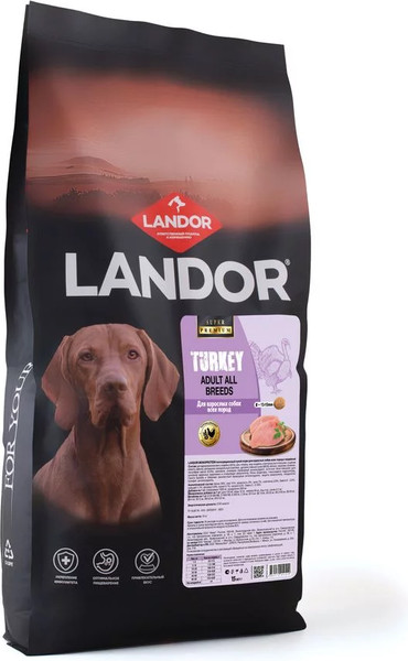 Изображение товара Сухой корм для собак Landor Monoprotein для взрослых собак всех пород с индейкой / F2155 (15кг)
