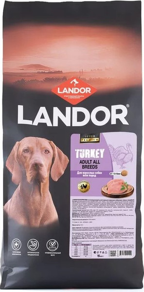 Изображение товара Сухой корм для собак Landor Monoprotein для взрослых собак всех пород с индейкой / F2155 (15кг)