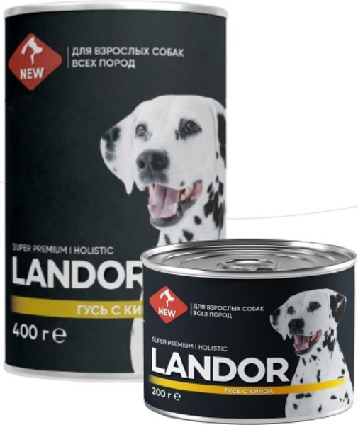 Изображение товара Влажный корм для собак Landor Для всех пород гусь с киноа / 4002209 (0.4кг)