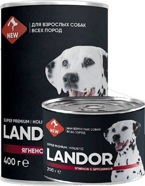 Изображение товара Влажный корм для собак Landor Для всех пород  ягненок с брусникой / 4002204 (0.4кг)