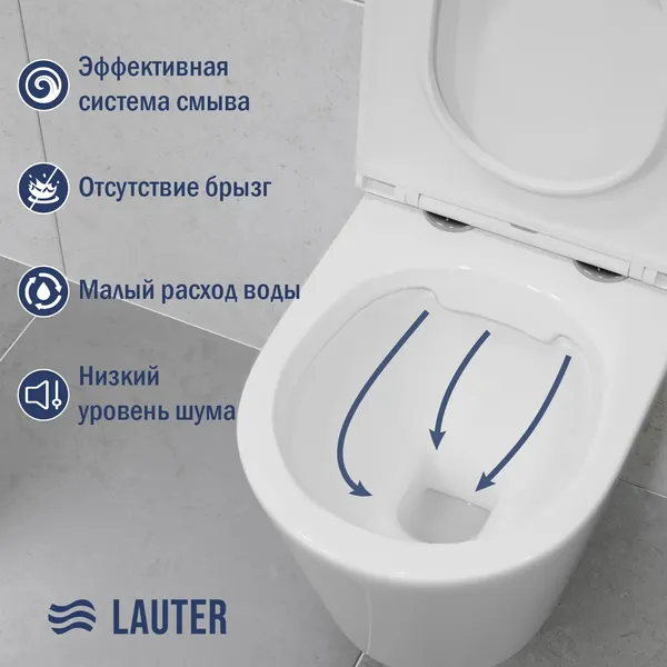 Изображение товара Инсталляция с подвесным унитазом Lauter Longer 21901001 + кнопка 219703J