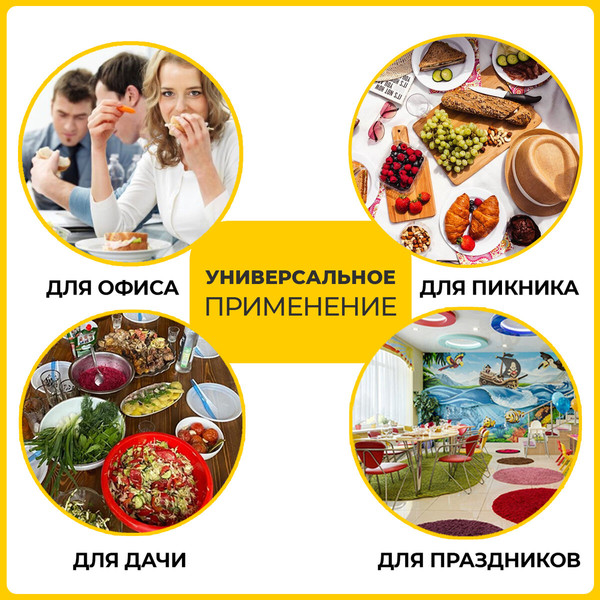 Изображение товара Набор одноразовых тарелок Laima Стандарт / 608085 (100шт, белый)