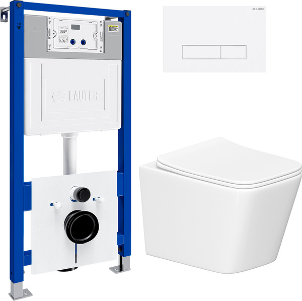 Изображение товара Инсталляция с подвесным унитазом Lauter Square 21901001 + кнопка 219702HD (скрытое крепление)