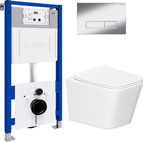 Изображение товара Инсталляция с подвесным унитазом Lauter Square 21901001 + кнопка 219701HD (скрытое крепление)