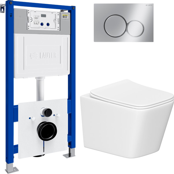 Изображение товара Инсталляция с подвесным унитазом Lauter Square 21901001 + кнопка 219701E (скрытое крепление)