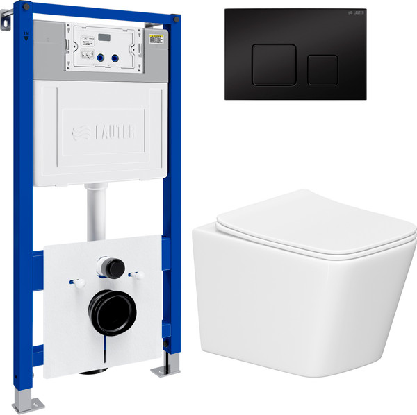Изображение товара Инсталляция с подвесным унитазом Lauter Square 21901001 + кнопка 219704F (скрытое крепление)