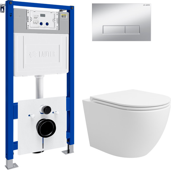 Изображение товара Инсталляция с подвесным унитазом Lauter Vortex 21901001 + кнопка 219703HD