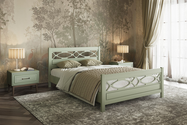 Изображение товара Полуторная кровать Bravo Мебель Лоренса 140х200 (зеленый самшит)