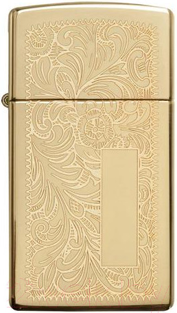 Изображение товара Зажигалка Zippo Slim Venetian / 1652B (золото, с топливом Zippo 3141 125мл)