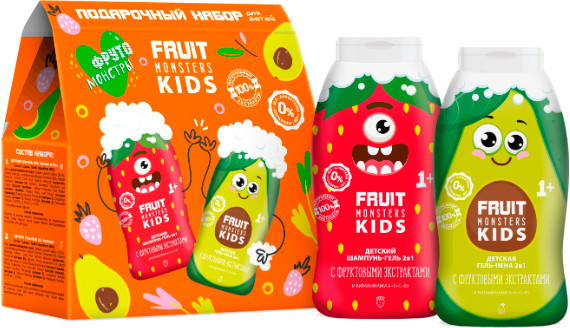 Изображение товара Подарочный набор Фрутомонстры Шампунь-гель Лесные ягоды 250мл+Гель-пена Авокадо 250мл