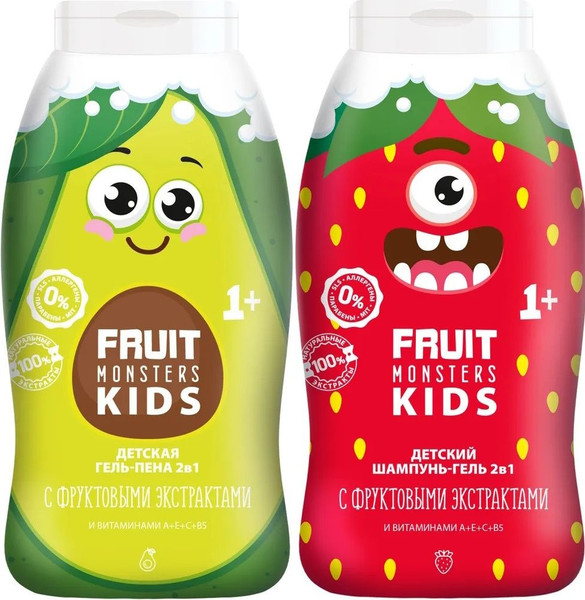 Изображение товара Подарочный набор Фрутомонстры Шампунь-гель Лесные ягоды 250мл+Гель-пена Авокадо 250мл