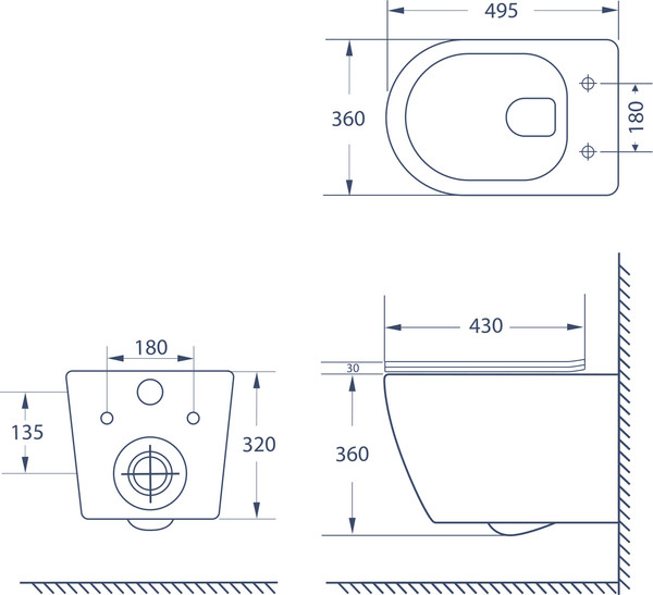 Изображение товара Инсталляция с подвесным унитазом Lauter Augsburg 21901002 с кнопкой 219704F (черный матовый, скрытое крепление)