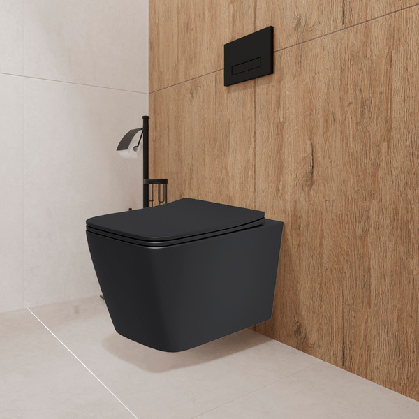 Изображение товара Инсталляция с подвесным унитазом Lauter Magdeburg 21901002 с кнопкой 219704E (черный матовый, скрытое крепление)
