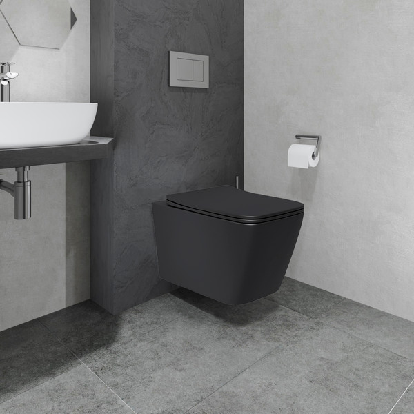 Изображение товара Инсталляция с подвесным унитазом Lauter Magdeburg 21901002 с кнопкой 219704E (черный матовый, скрытое крепление)