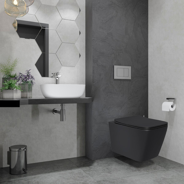 Изображение товара Инсталляция с подвесным унитазом Lauter Magdeburg 21901002 с кнопкой 219704F (черный матовый, скрытое крепление)