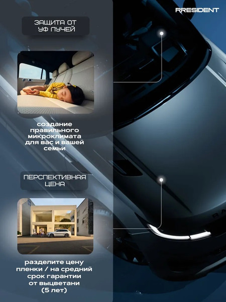 Изображение товара Пленка тонировочная для авто President Auto 50% (0.75x3м)