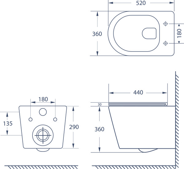Изображение товара Инсталляция с подвесным унитазом Lauter Longer 21901002 с кнопкой 219704E
