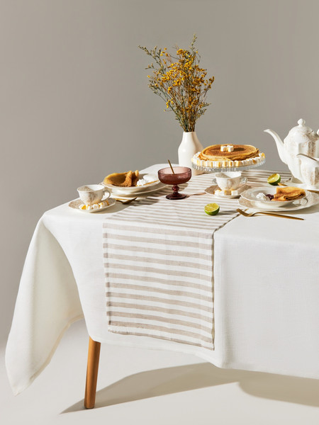 Изображение товара Дорожка на стол Этель Soprano / 10494019 (белый/серый)