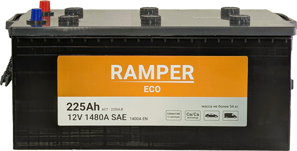 Изображение товара Автомобильный аккумулятор Ramper Eco L+ (3) Евро 1400A / 6СТ-225 (225 А/ч)