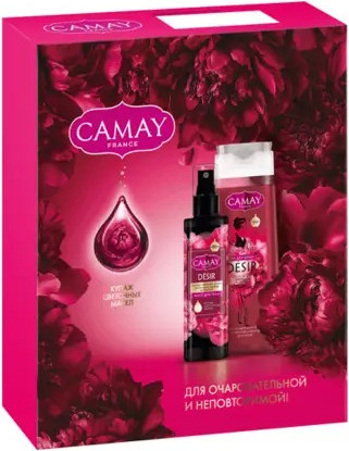 Изображение товара Набор косметики для тела и волос Camay Desir 2025 Спрей для волос 190мл+Гель для душа 250мл