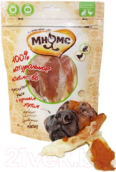 Изображение товара Лакомство для собак Мнямс Кроличьи уши с куриным мясом / 703256 (80г)