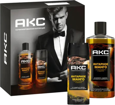 Изображение товара Набор косметики для тела Axe Янтарное манго 2025 Дезодорант-спрей 150мл+Гель для душа 400мл