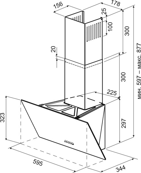Изображение товара Вытяжка наклонная Krona Polly 600 PB V2 / КА-00011807 (черный)