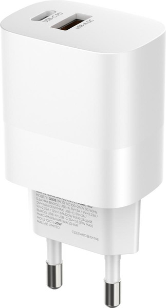 Изображение товара Зарядное устройство сетевое Atomic Motion G202 GAN 20W 2-порта USB (A+C) с USB (С-С) / 10.203 (1.5м, белый)