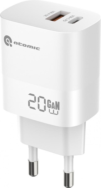 Изображение товара Зарядное устройство сетевое Atomic Motion G202 GAN 20W 2-порта USB (A+C) сUSB(С-L) / 10.204 (1.5м, белый )