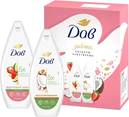 Изображение товара Набор косметики для тела Dove Фруктовое настроение 2025 Гель для душа (2x250мл)