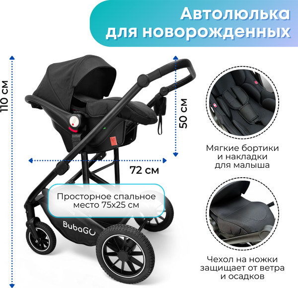 Изображение товара Детская универсальная коляска Bubago Dias 3в1 / BG 167-1 (черный)