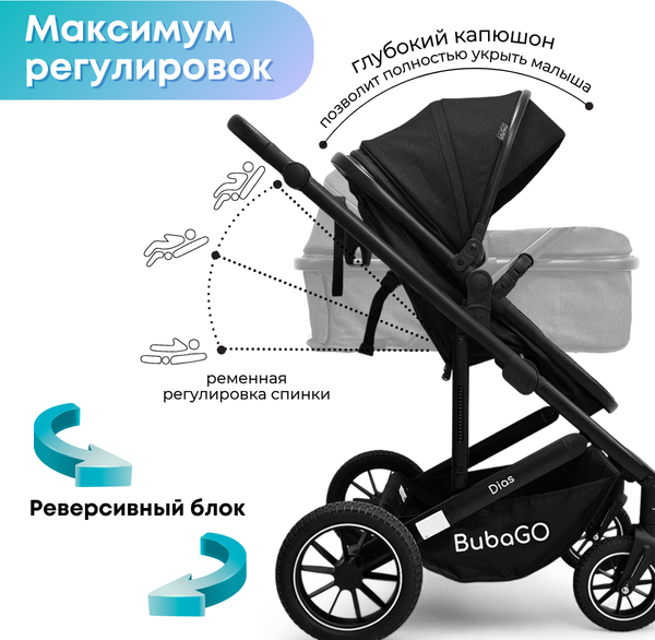 Изображение товара Детская универсальная коляска Bubago Dias 3в1 / BG 167-1 (черный)